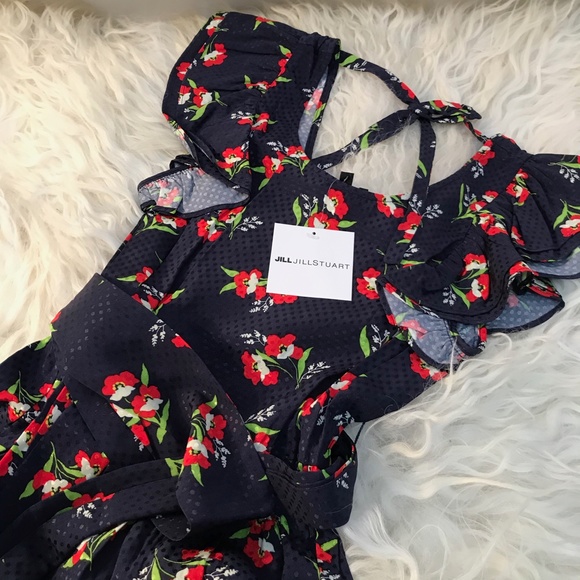 Jill Stuart Floral-Jacquard Flutter-Sleeve Dress - Picture 8 of 9